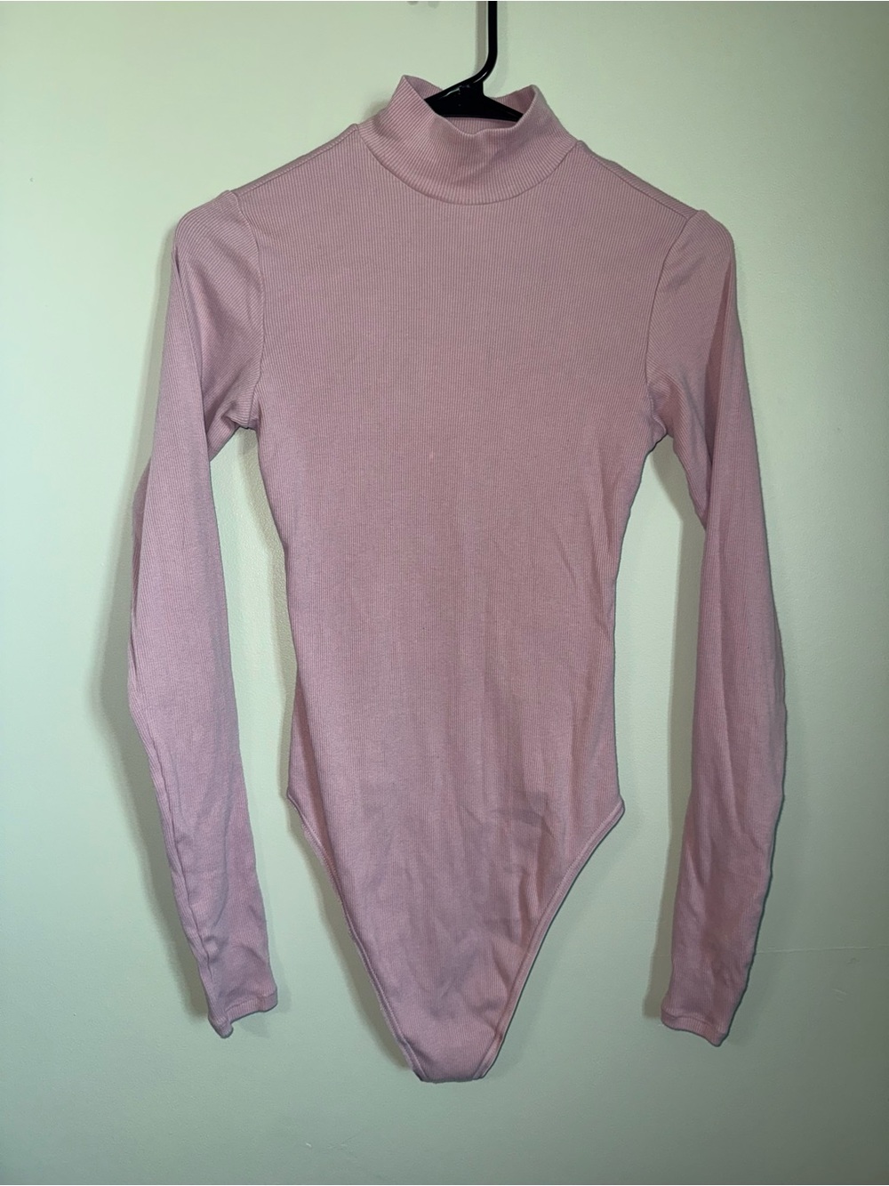 SKIMS Light Pink Ribbed Turtleneck Long-Sleeve Bodysuit